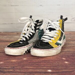 Vans Off the Wall High-Top Sneakers - Black, Yellow, Green